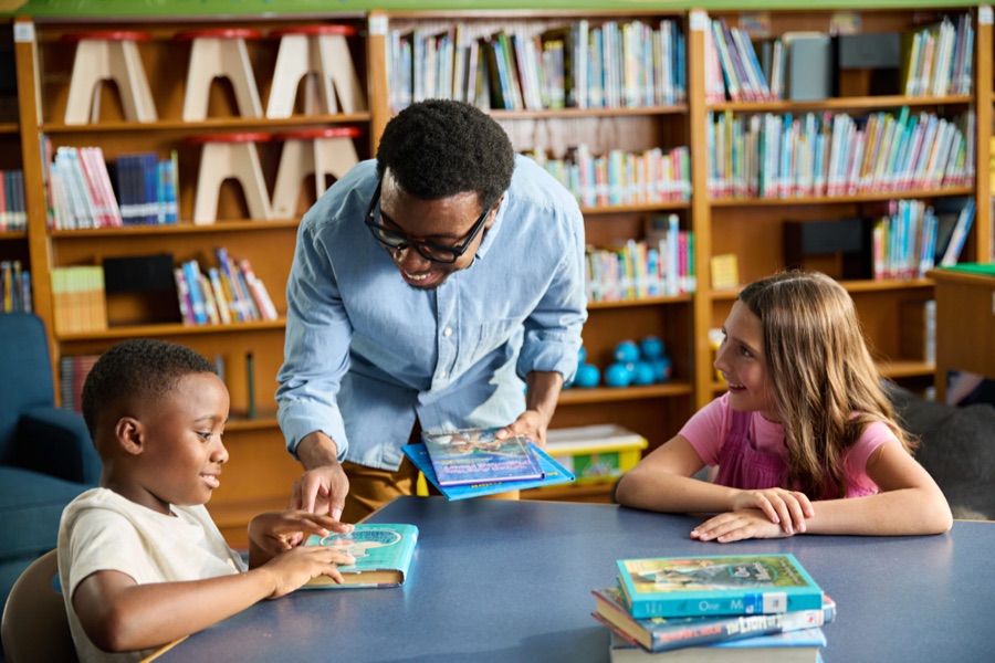 Students reading together